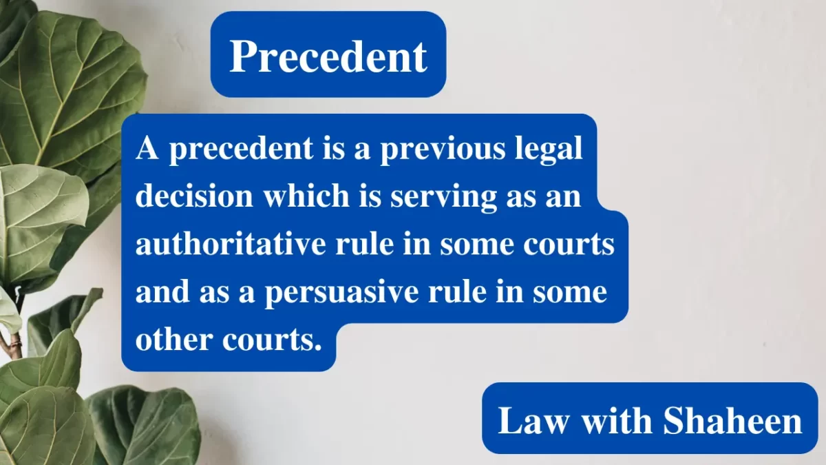 Precedent Meaning And Its Classification - Law With Shaheen