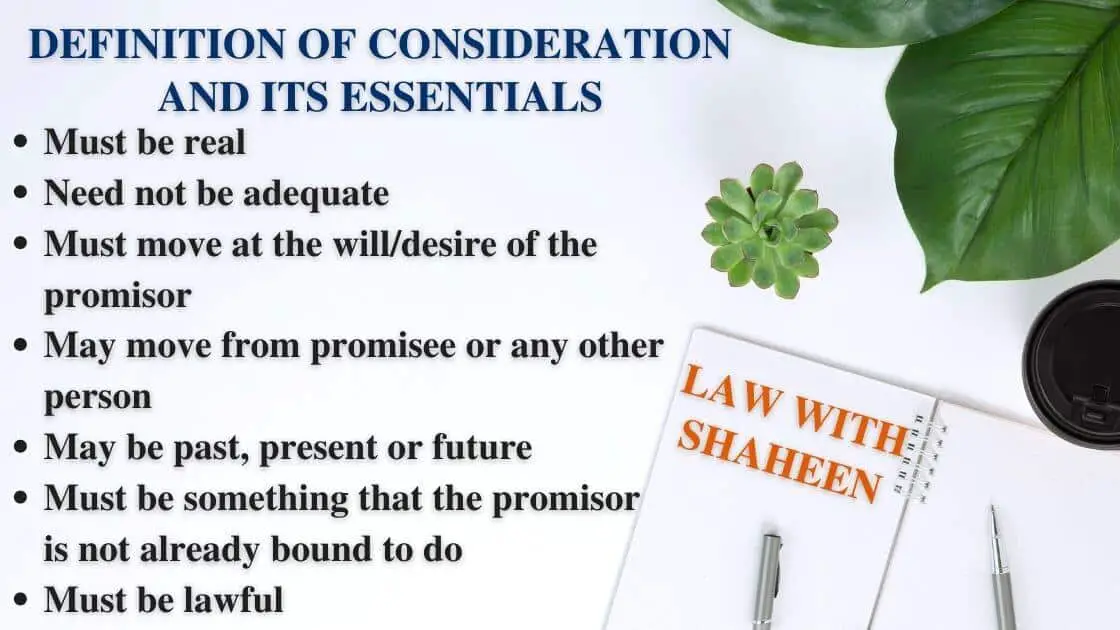 consideration definition, meaning and essentials