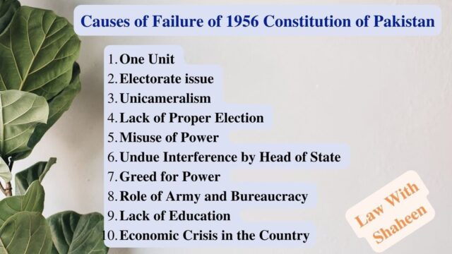 causes of failure of 1956 constitution of Pakistan