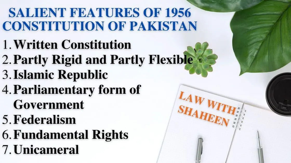 salient features of 1956 constitution of Pakistan
